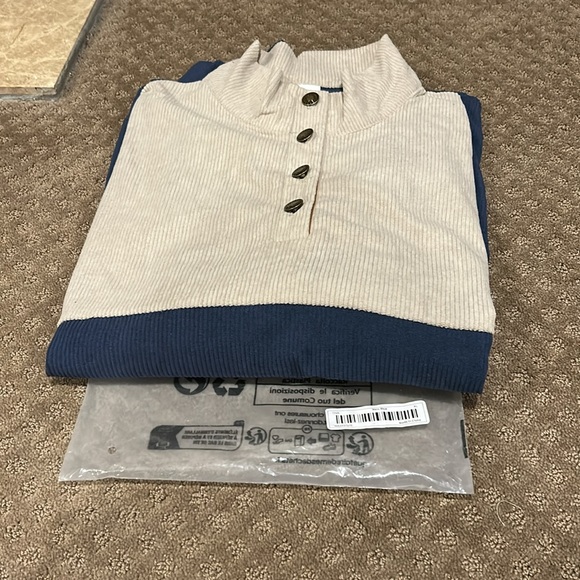 NWT Corduroy Colorblock Pullover Top Beige & Blue With Brown Accents Size XL - Picture 10 of 10